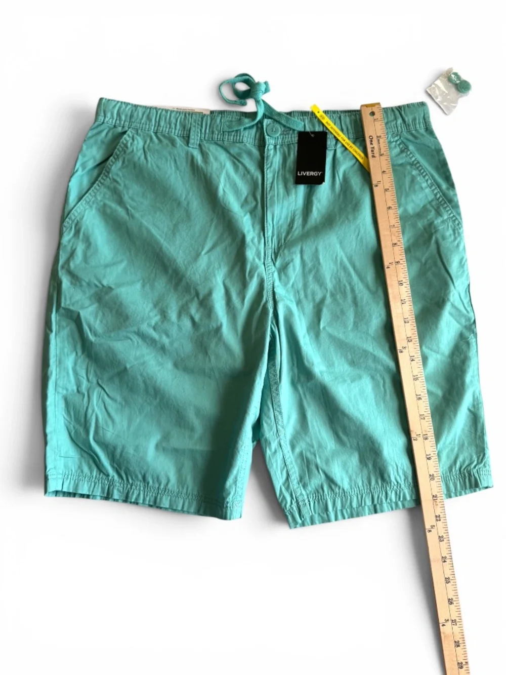 LIVERGY Mint Green 100% Cotton Drawstring Shorts Size 38 NWT