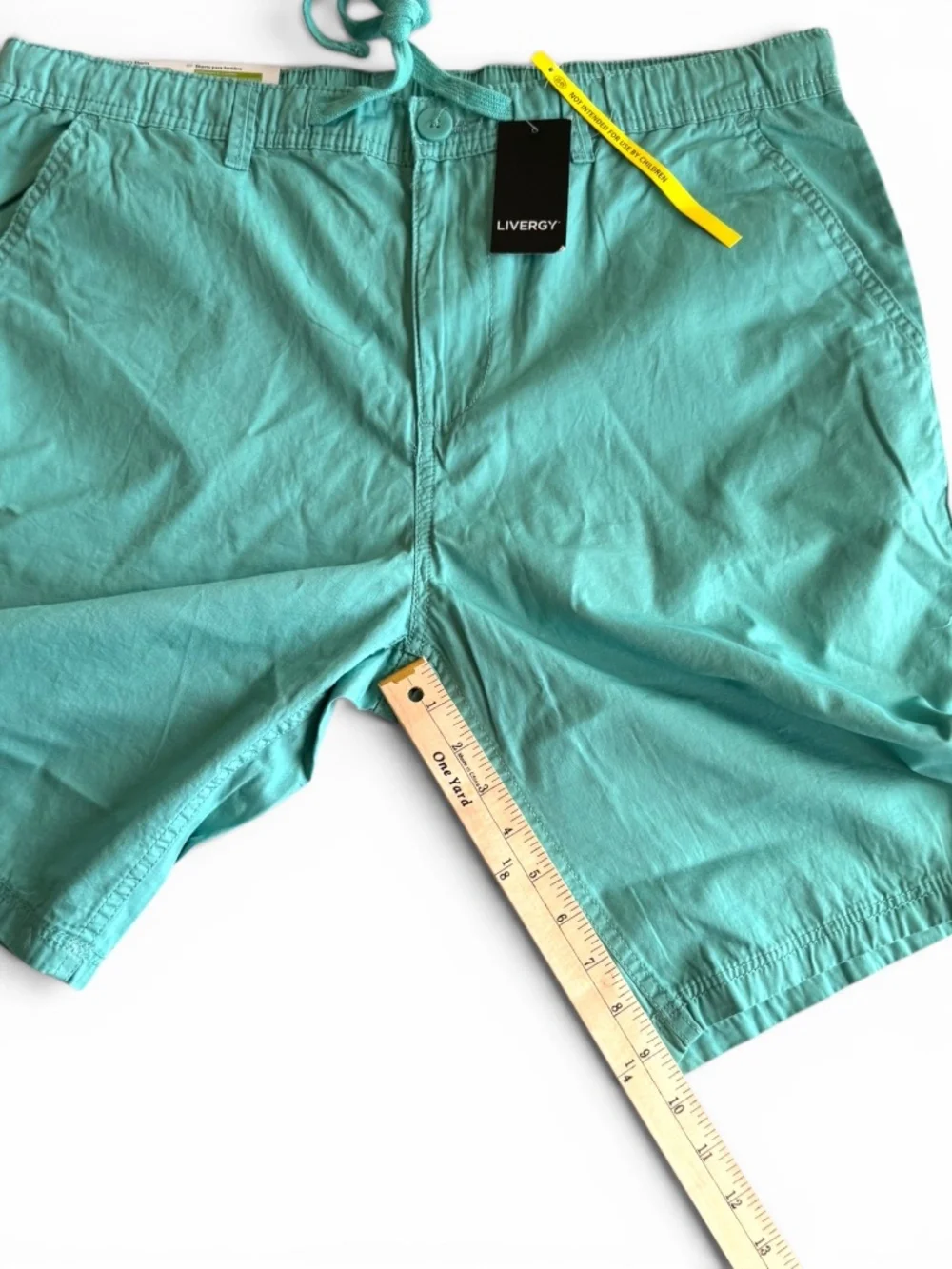 LIVERGY Mint Green 100% Cotton Drawstring Shorts Size 38 NWT