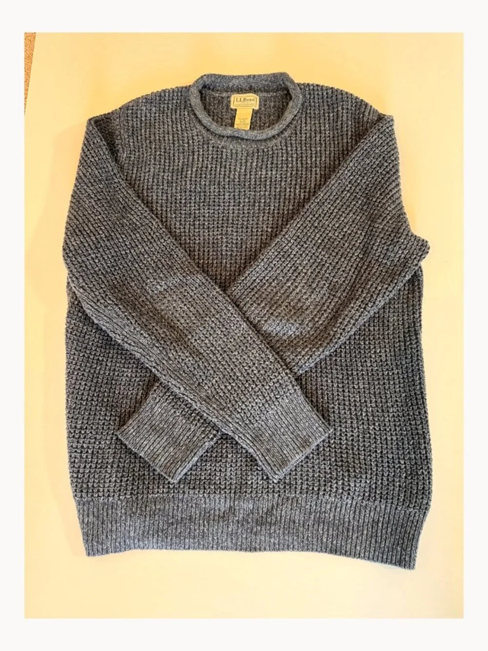 L.L.Bean Organic Cotton Rollneck Sweater Mens M Blue Gray