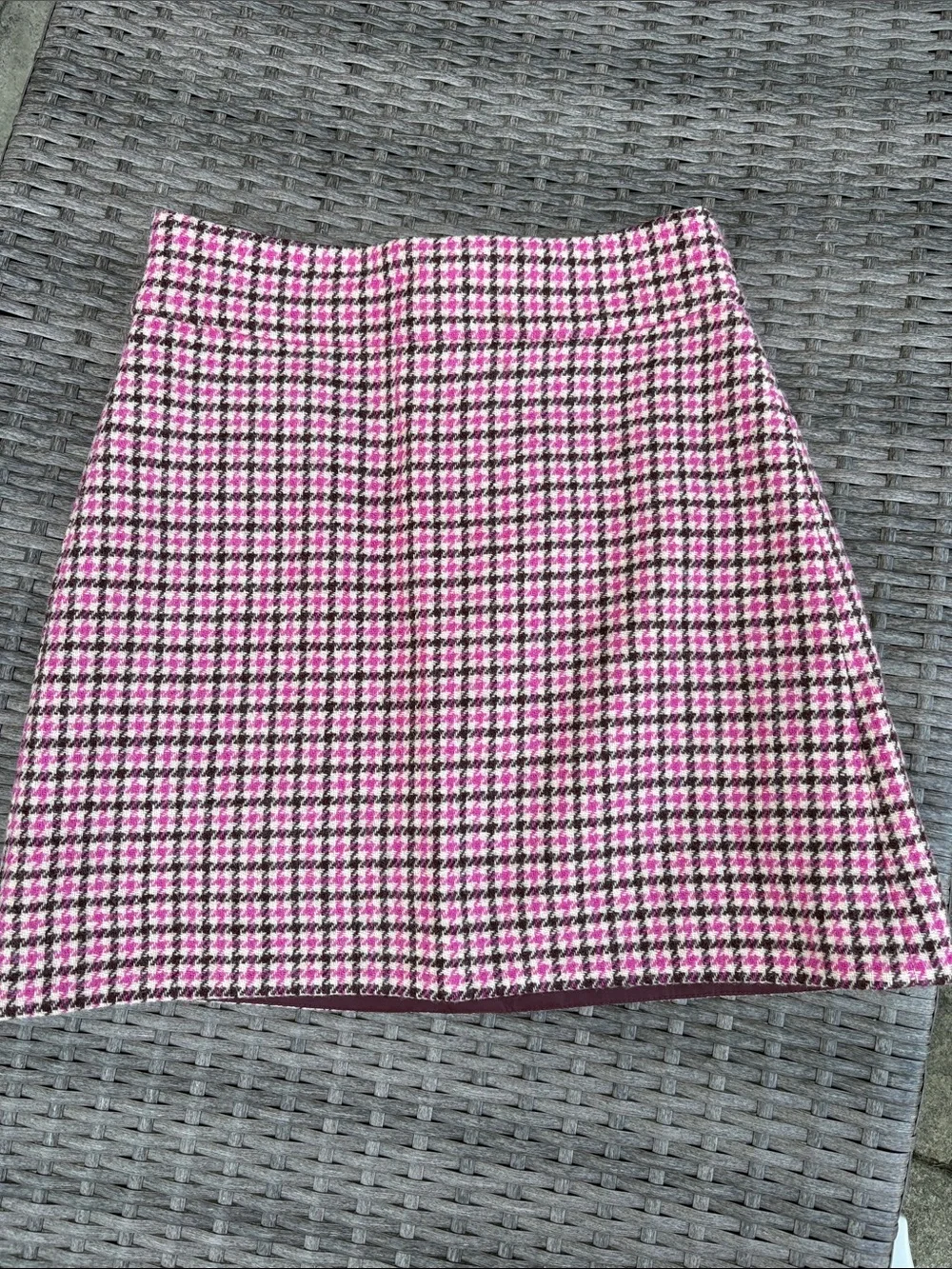 J. Crew Pink and Black Houndstooth Mini Skirt