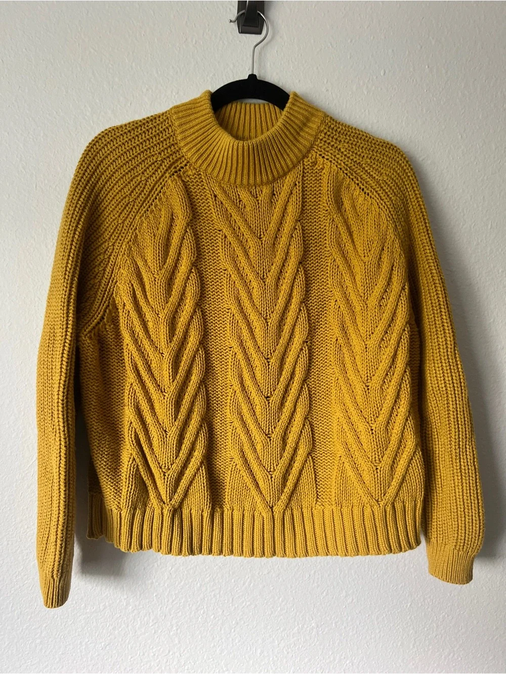 J.Crew Long Cotton Cable Knit Mock Neck Sweater