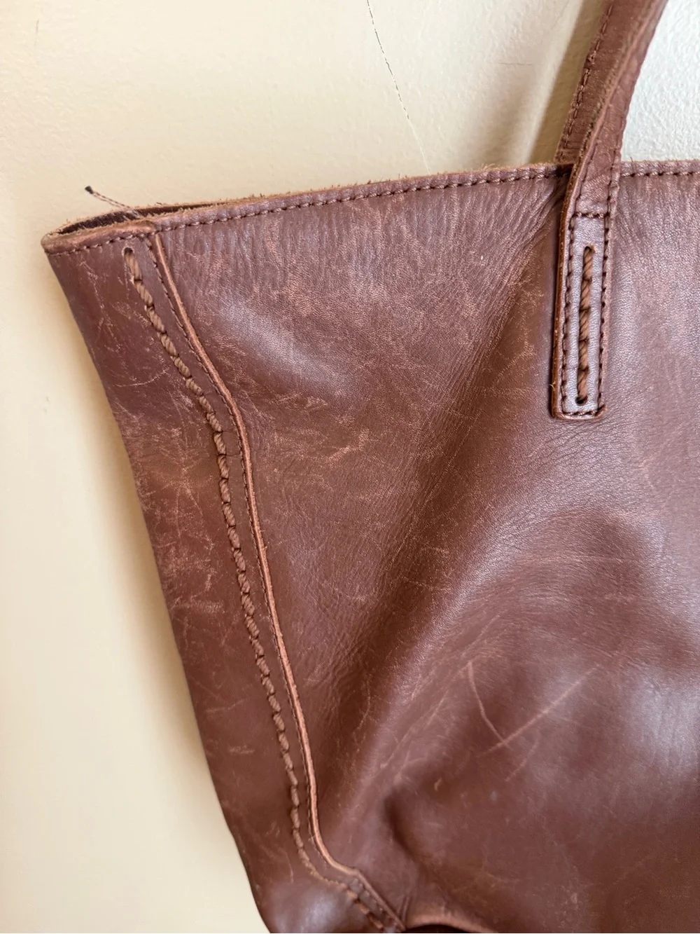 The Sak Faye Gen Tote Large Leather Brown Shoulder Bag Classic Boho Distressed