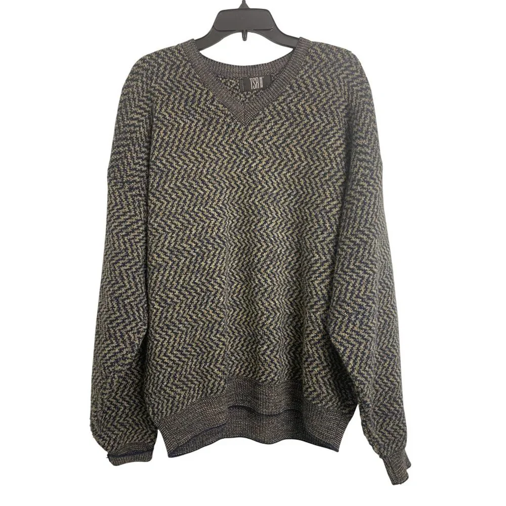 TSR USA Vintage 90s Chevron Sweater‎ Cardigan Size L
