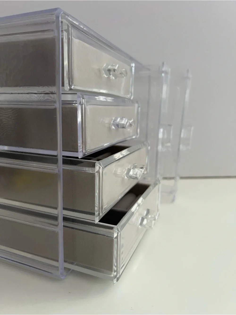 Clear Plastic Drawer Organizer with Brown Drawers - Home Storage & Organization