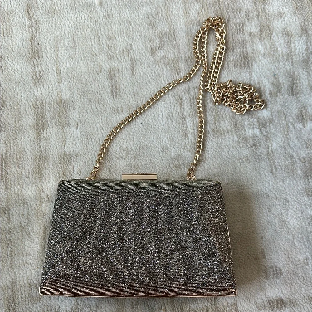 Bronze Glitter fabric Evening Crossbody Clutch