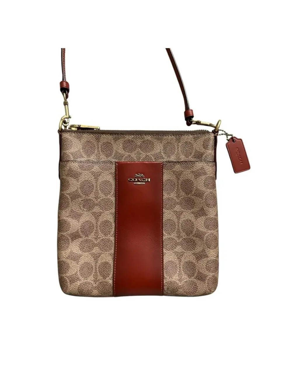 Coach Kitt Messenger Crossbody in Brown Colorblock Signature Canvas