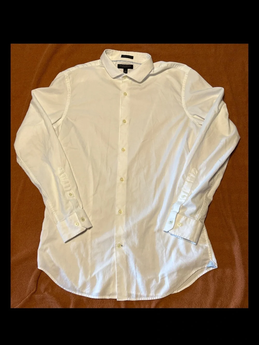 Banana Republic Grant Fit 120s Supima Cotton White Shirt Mens Large Button Up