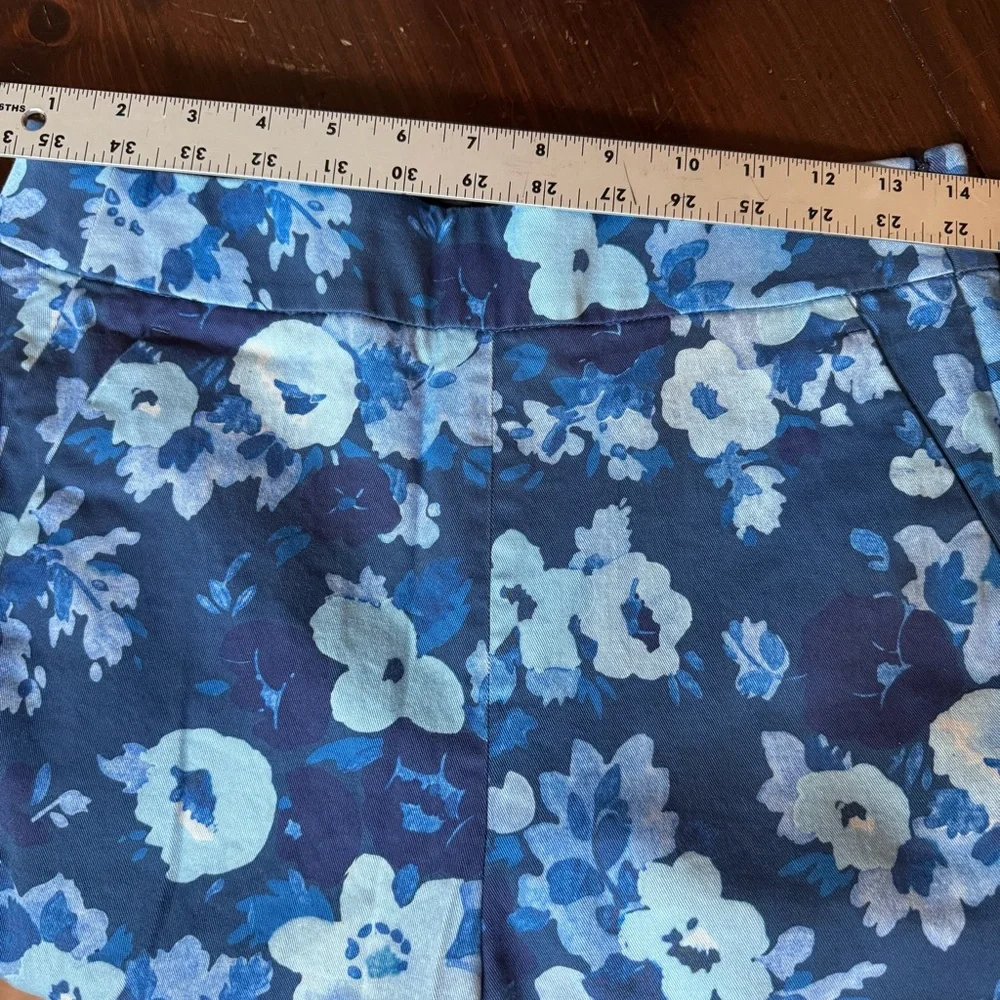 J. CREW 6 TALL Remi Blue Floral Re-Imagined Watercolor Pants Womens size 6T