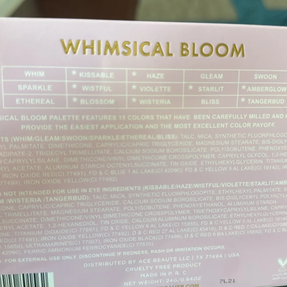 NIB ACE BEAUTÉ Whimsical Bloom Palette