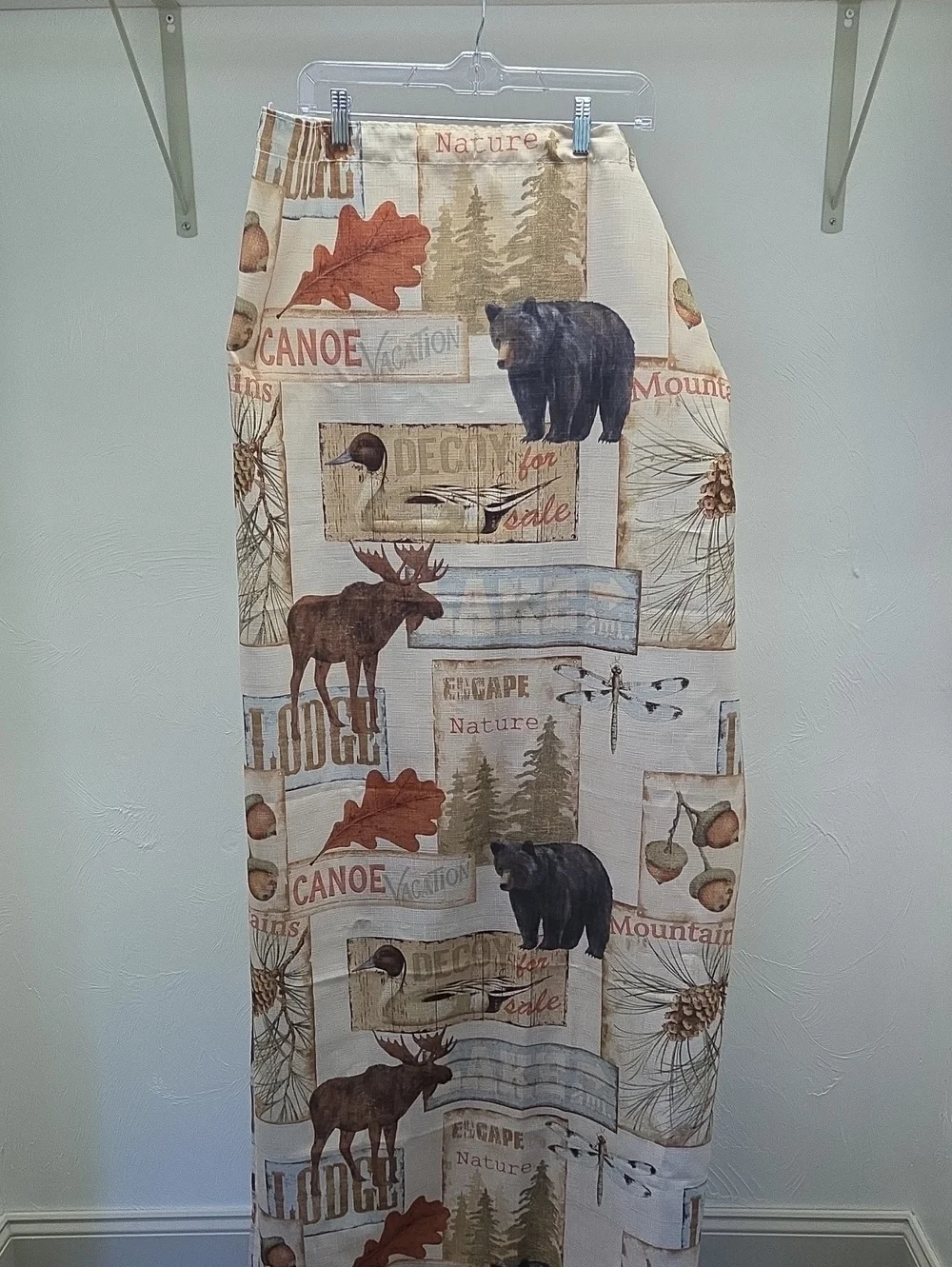Rustic Lodge Bear & Moose Print  Shower Curtain - Cream Brown