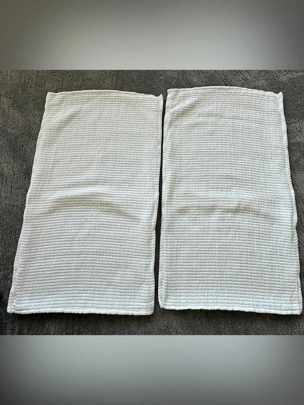 Quince Organic Ribbed Cotton Pillow Shams - King - White - Like New