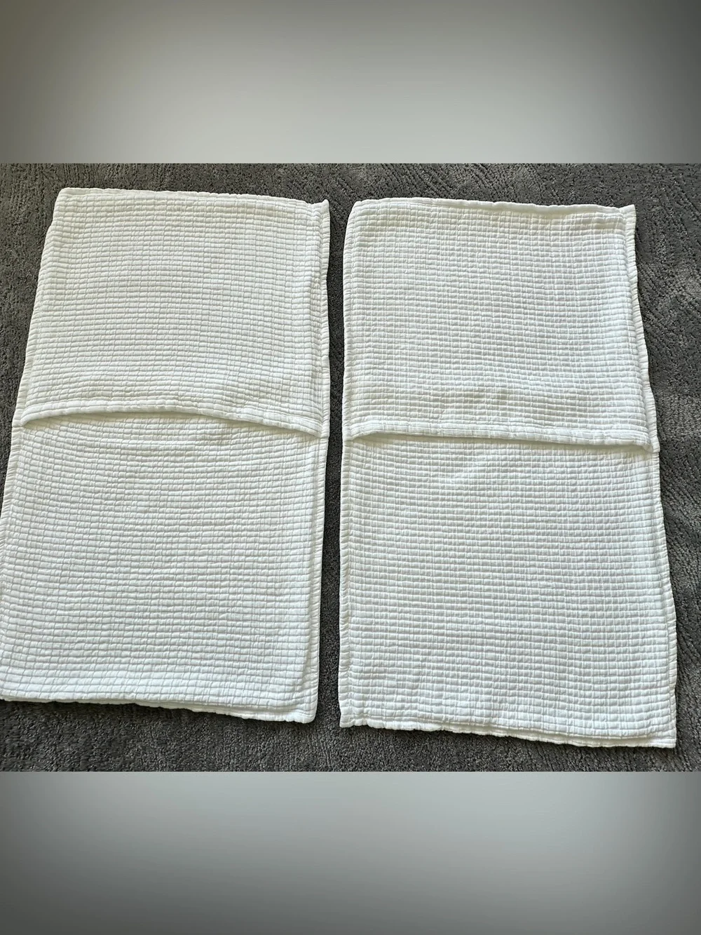 Quince Organic Ribbed Cotton Pillow Shams - King - White - Like New