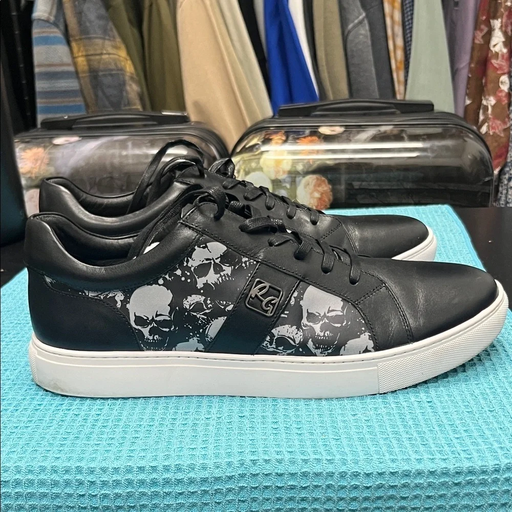 Robert Graham Black and White Skull Sneakers