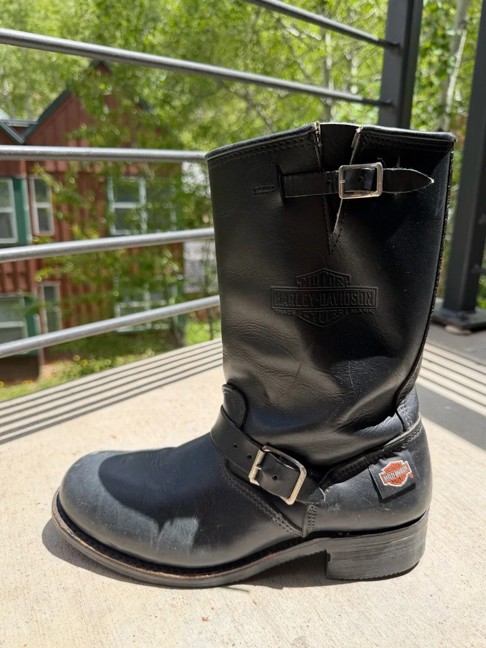Vintage Harley-Davidson Black Leather Motorcycle Boots