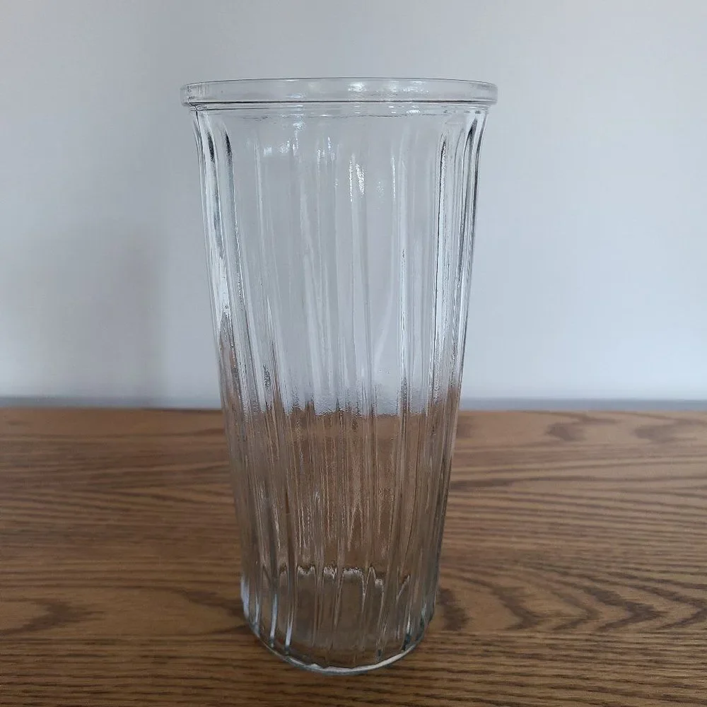 Hoosier Glass Tall Straight Clear Glass Vase Vintage Mid-Century