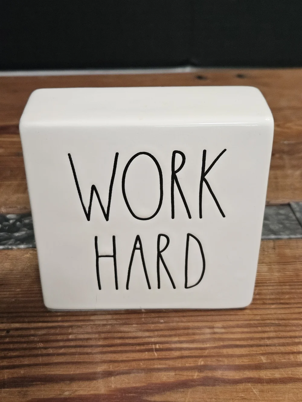 Rae Dunn White Ceramic Block Sign 