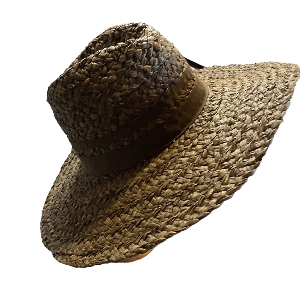 Bohemian Green Fedora Hat 100% Natural Plant Material Excellent Condition