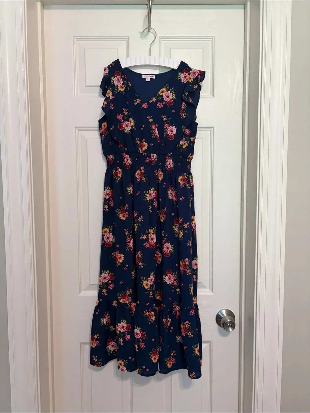 Chenault Girl navy maxi dress with floral design - Size 12