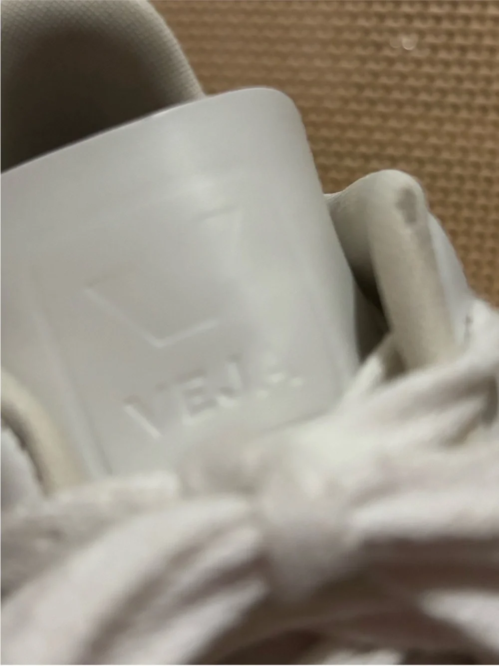 Veja V-10 Leather Sneakers — White with Black V