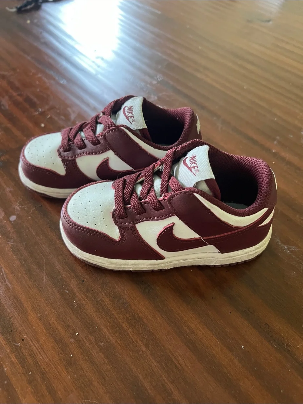 Nike Kids Maroon and White Low-Top Sneakers