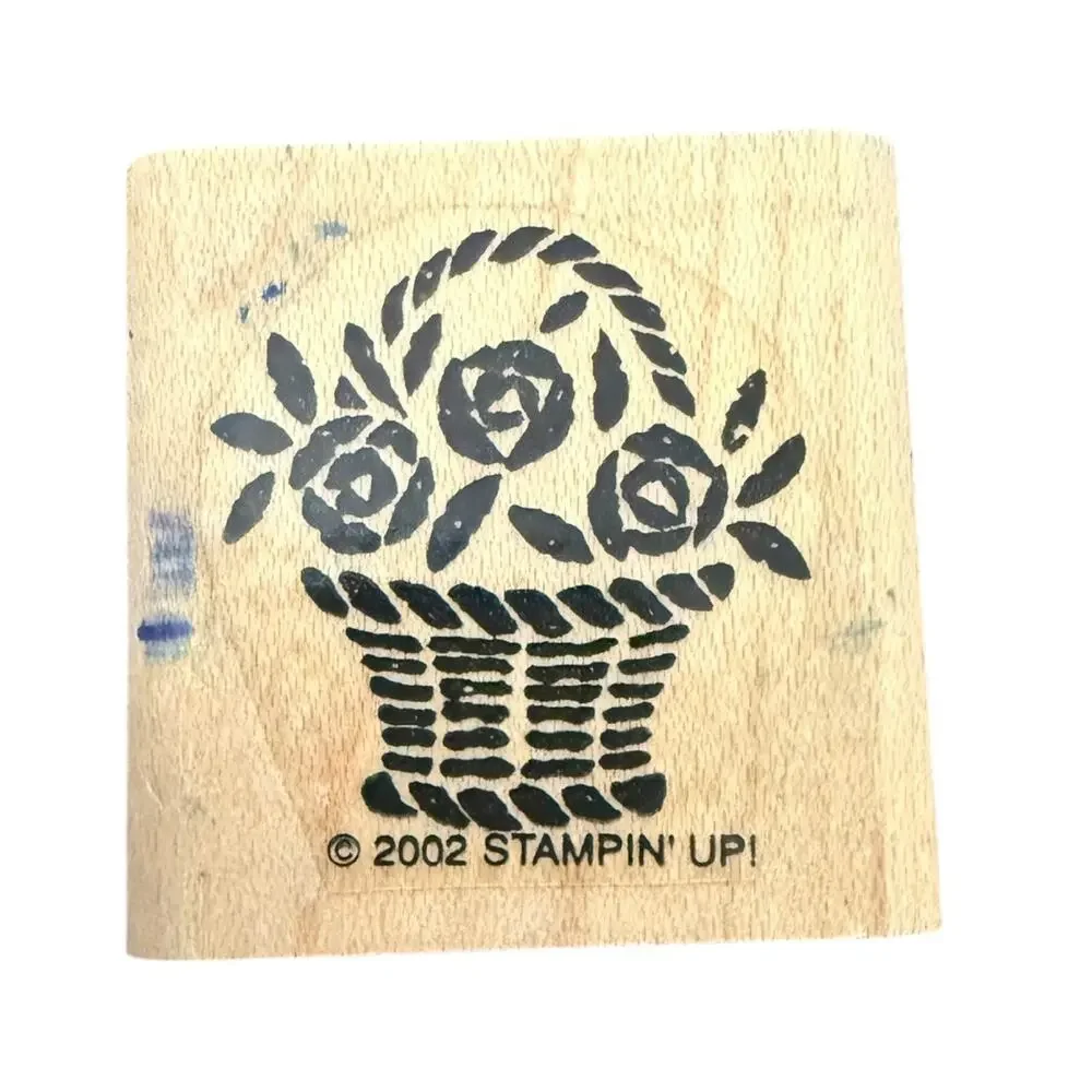 Stampin Up! Vintage 2002 Flowers In A Basket Rubber Stamp