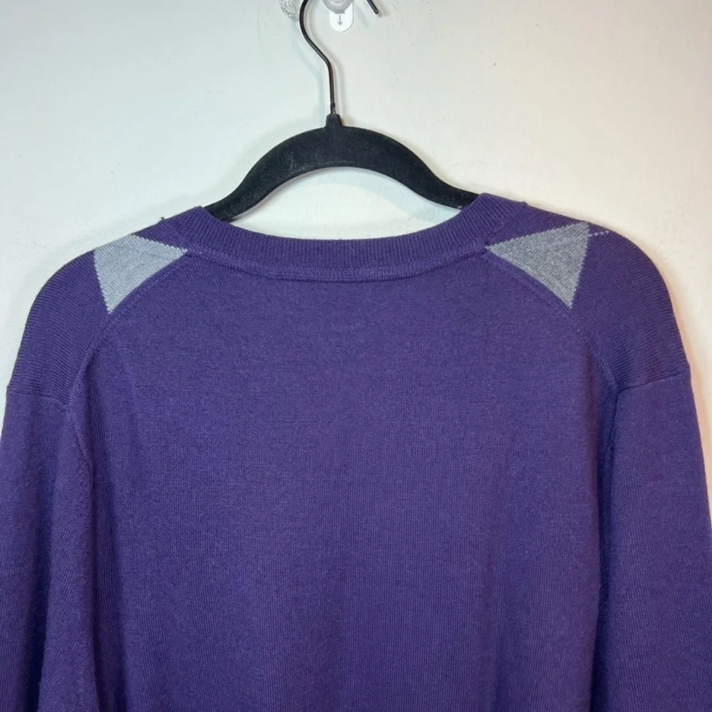 Banana Republic Merino Wool Argyle Sweater Purple V-Neck Preppy Office  Sz Large