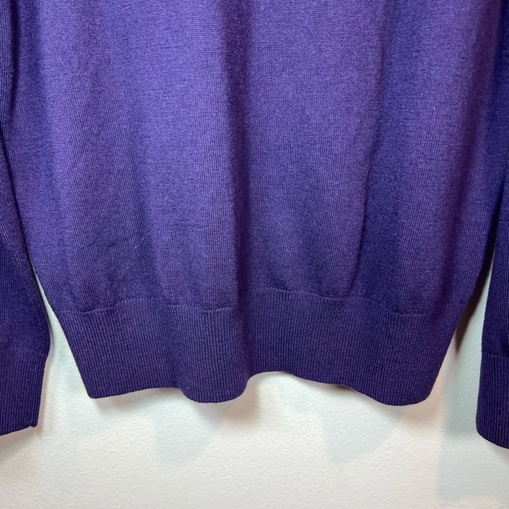 Banana Republic Merino Wool Argyle Sweater Purple V-Neck Preppy Office  Sz Large