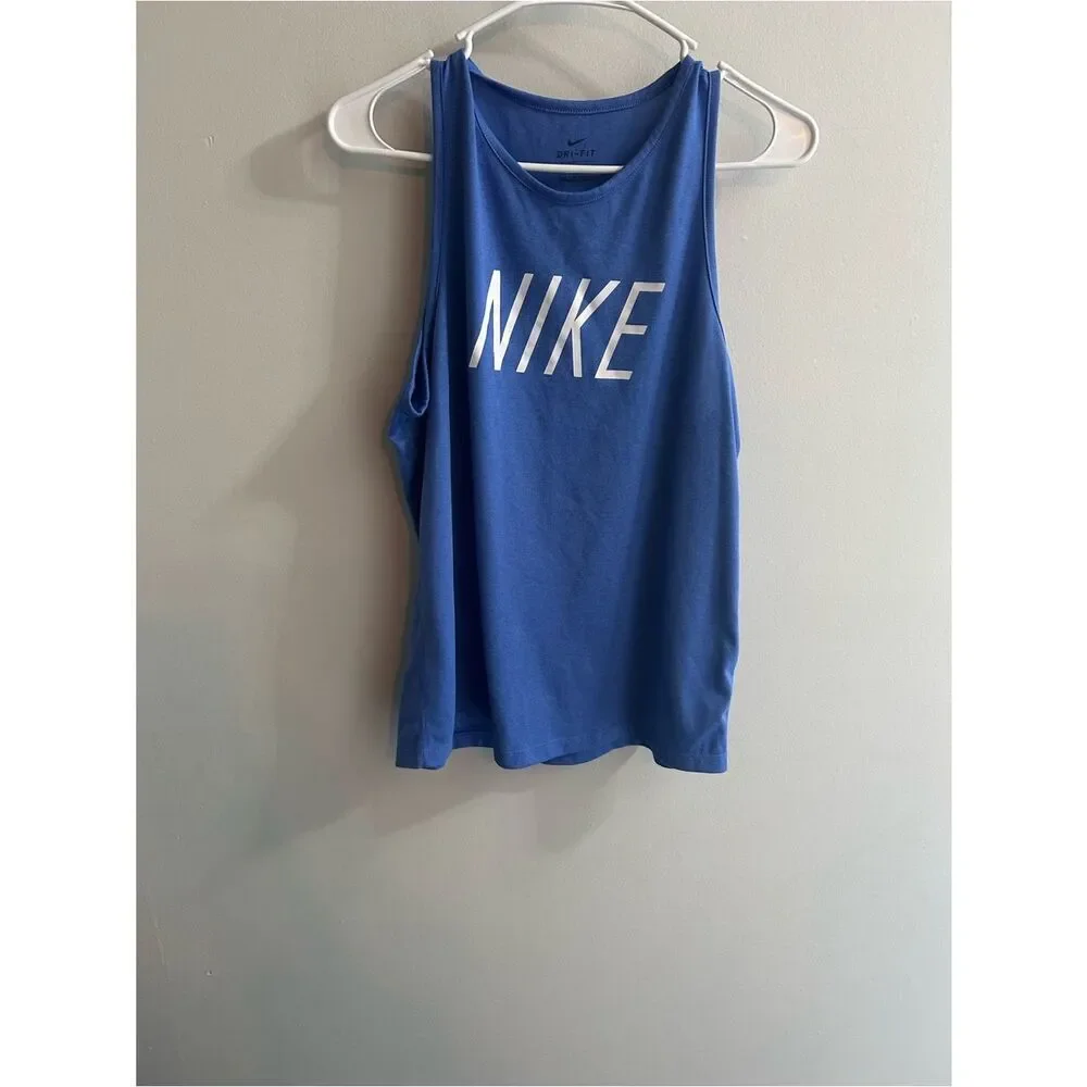 Nike Blue Dri-FIT Performance Tank with Black Logo