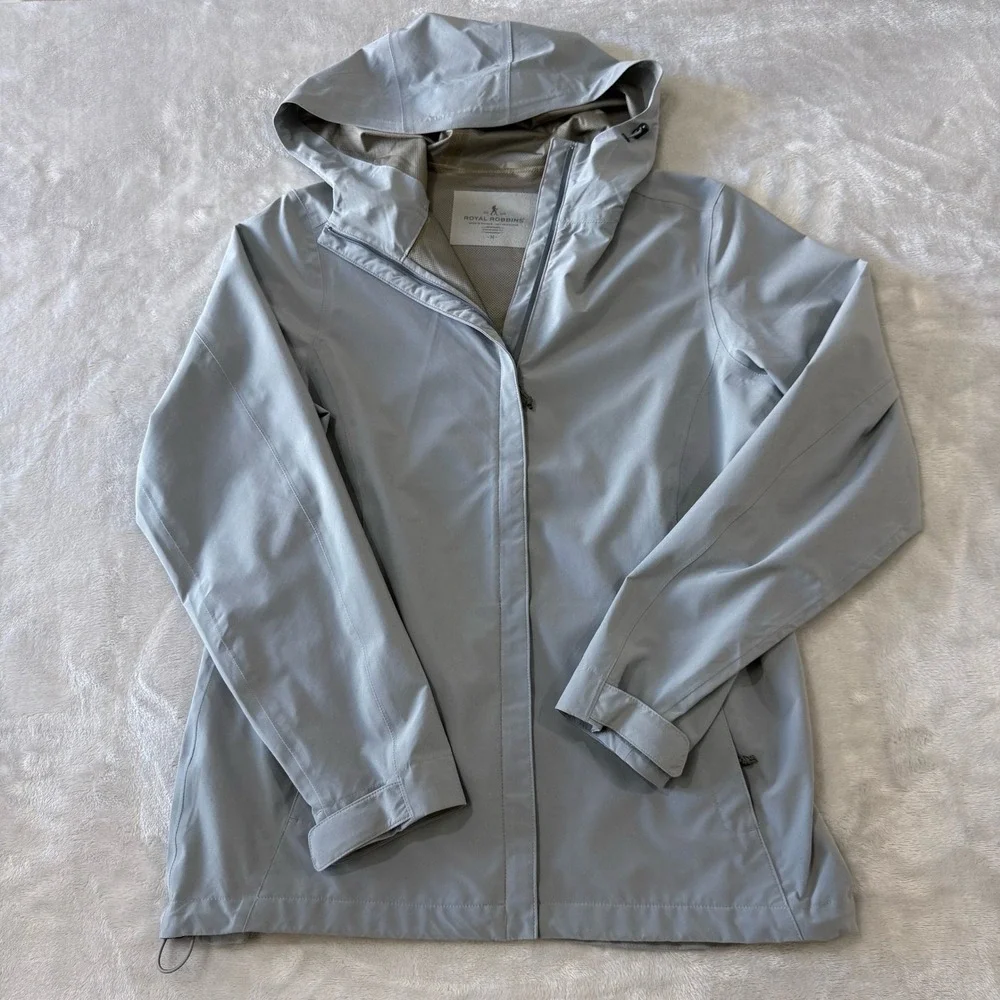 Royal Robbins Men's Grey Hooded Lightweight Waterproof Rain‎ Jacket Size M