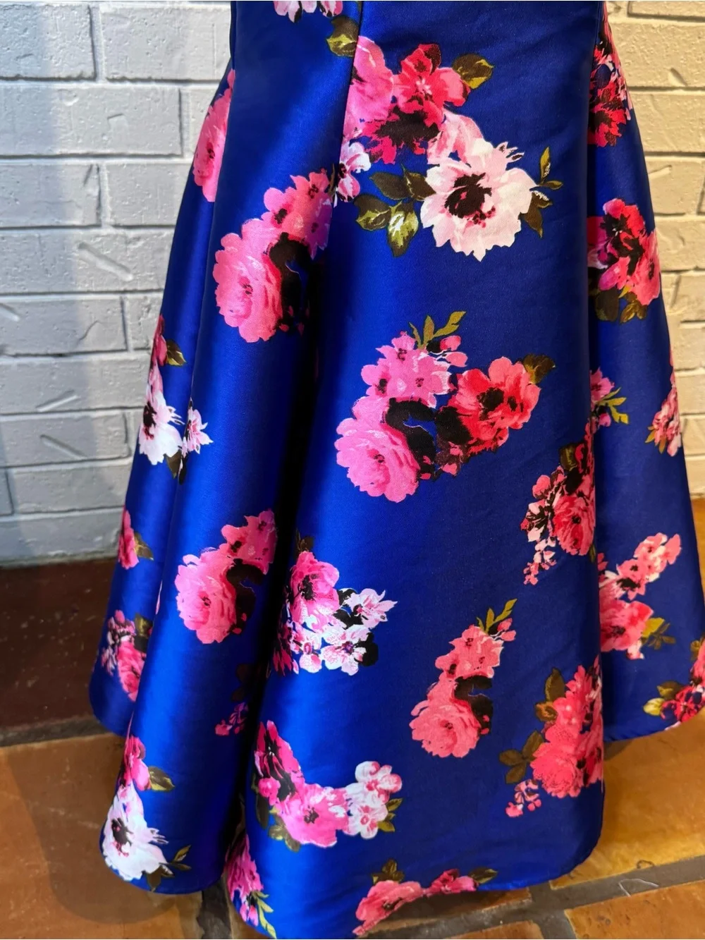 B. Darlin Blue Pink Floral Mermaid Fit and Flare Formal Maxi Skirt Womens 1/2