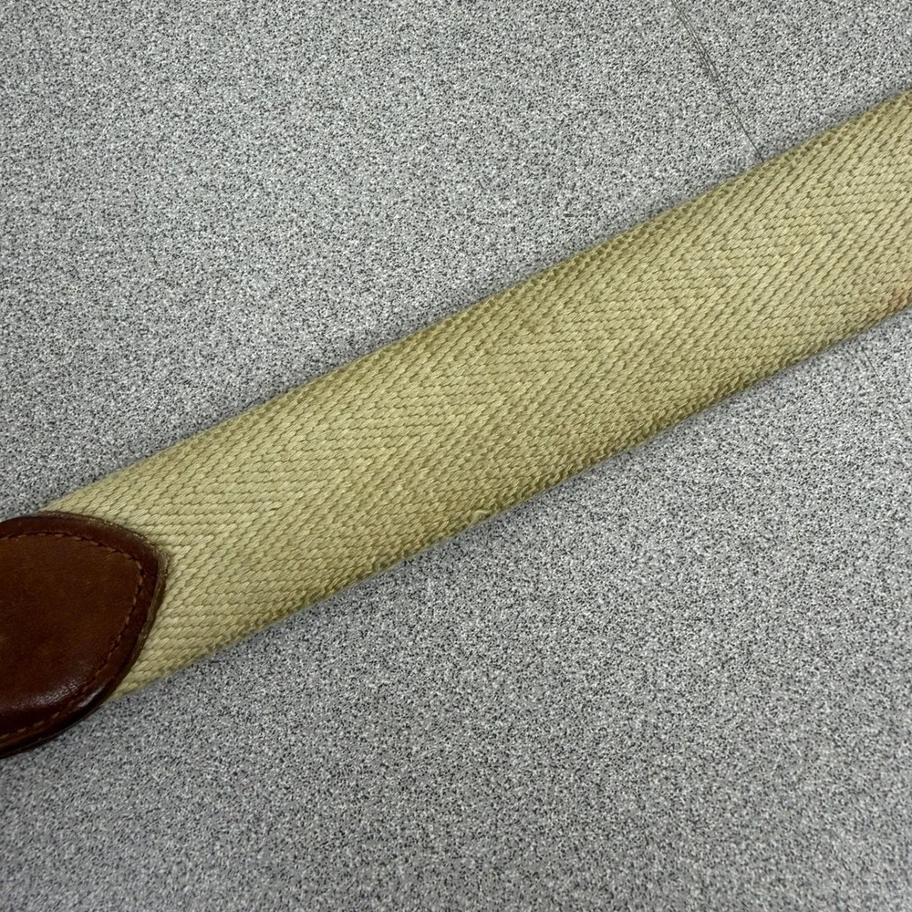 Coach Belt Mens 30 Tan Brown Woven Cotton Leather Trim Brass Surcingle 3880
