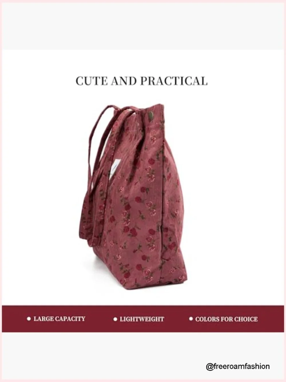 Corduroy Tote Bag Canvas Shoulder Handbag for Women Travel Shopping