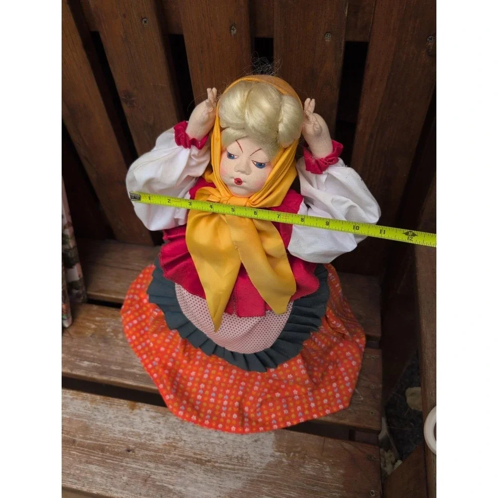 Vintage Russian Cloth Tea Cozy Warmer Lady Doll 19