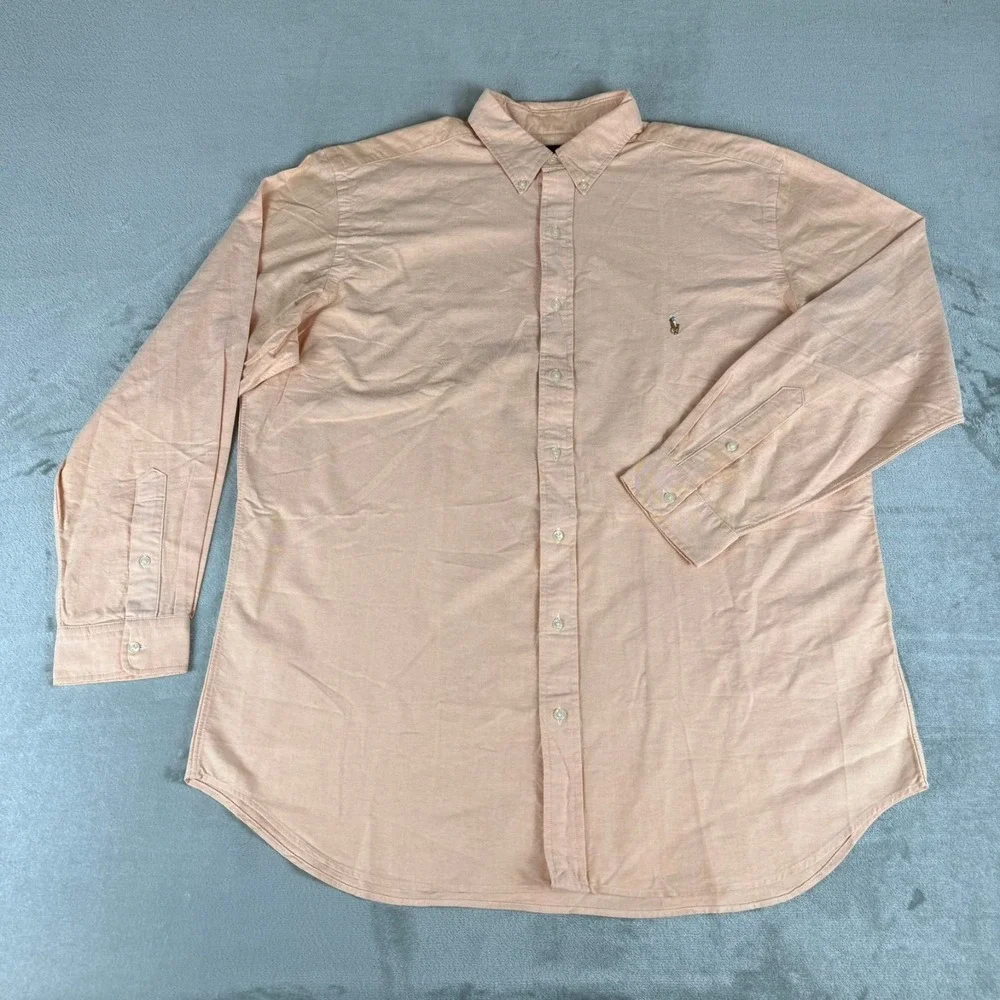 Polo Ralph Lauren Button-Down Shirt Mens XLT Peach Cotton Flesh Pony New NWOT