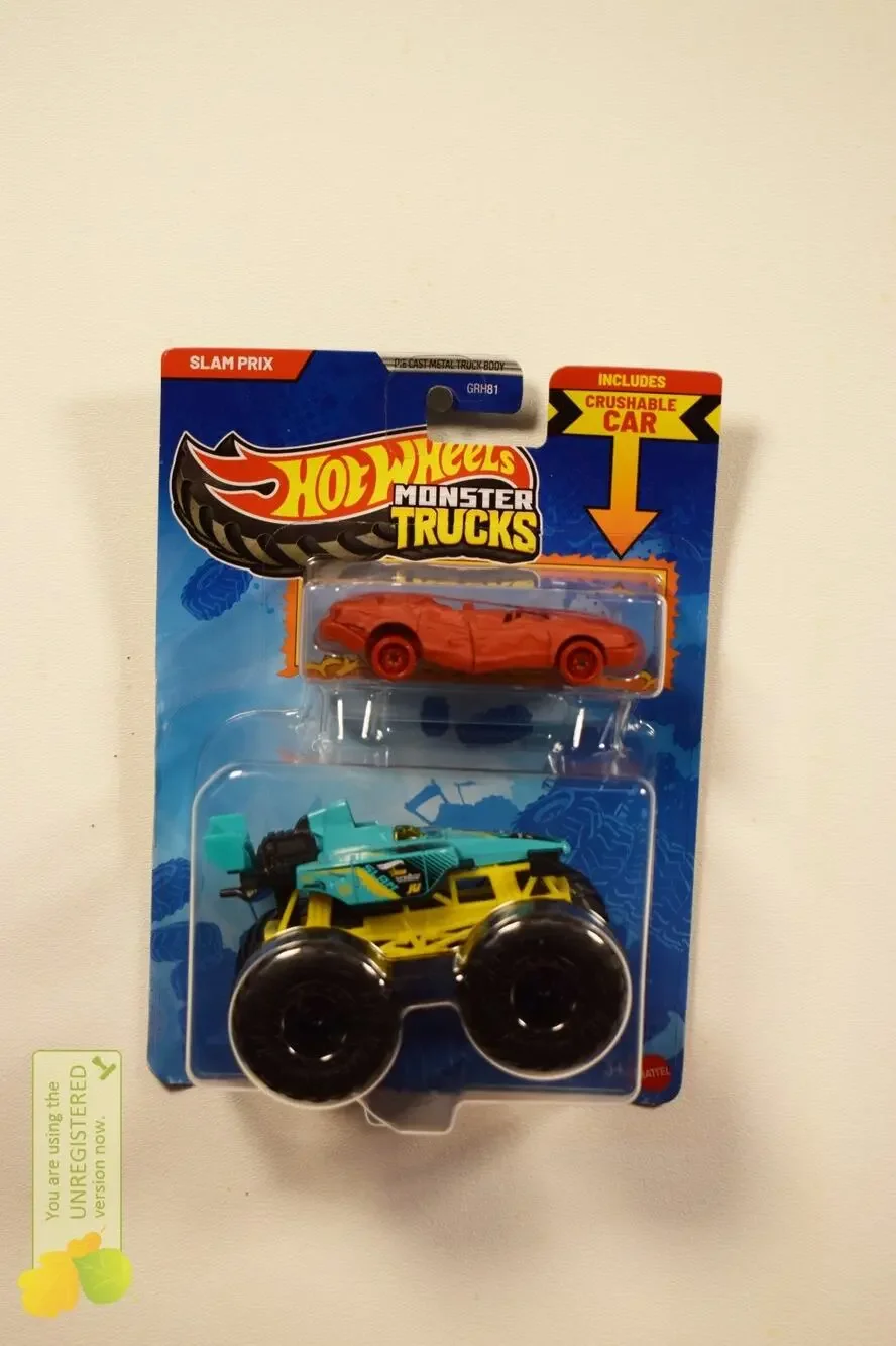 Hot Wheels Monster Truck Slam Prix and Crushed Sedan Sudden Stop 1/64 Scale