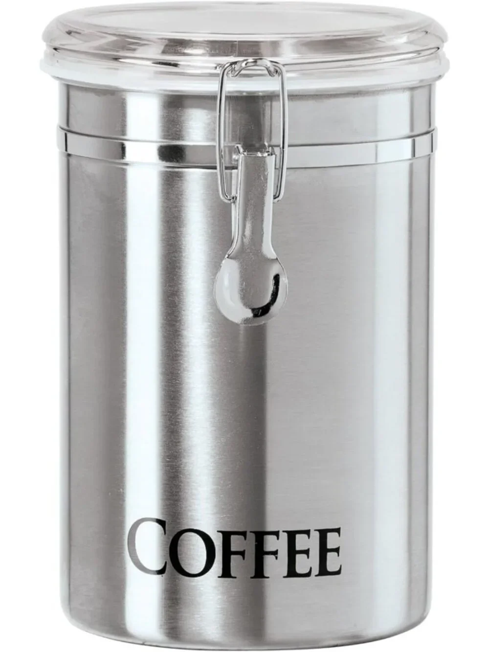 Airtight Stainless Steel Coffee Canister - 62oz, Clear Top for Beans & Grounds