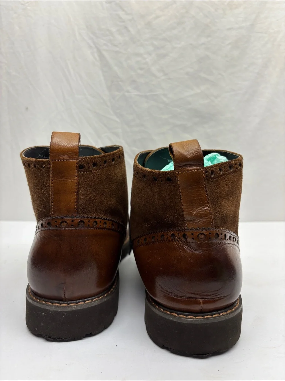 Vintage Foundry co Men's Brown Leather & Suede Chukka Wingtip Boots, SZ 10