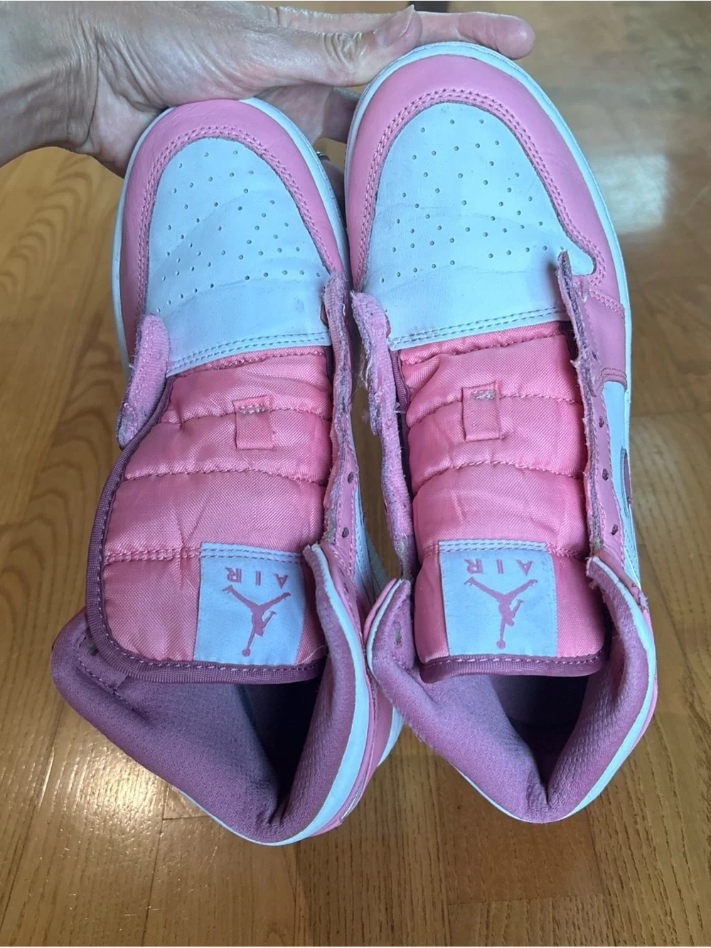 Nike Air Jordan 1 Mid Sneakers Valentines Day Youth Pink White Kids Girls Sz 6.5