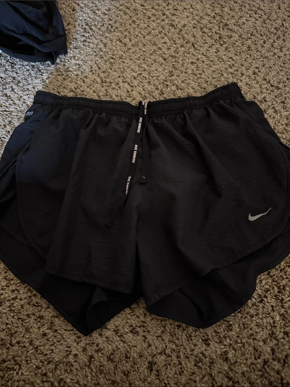 Nike Black Running Shorts with Silver Swoosh