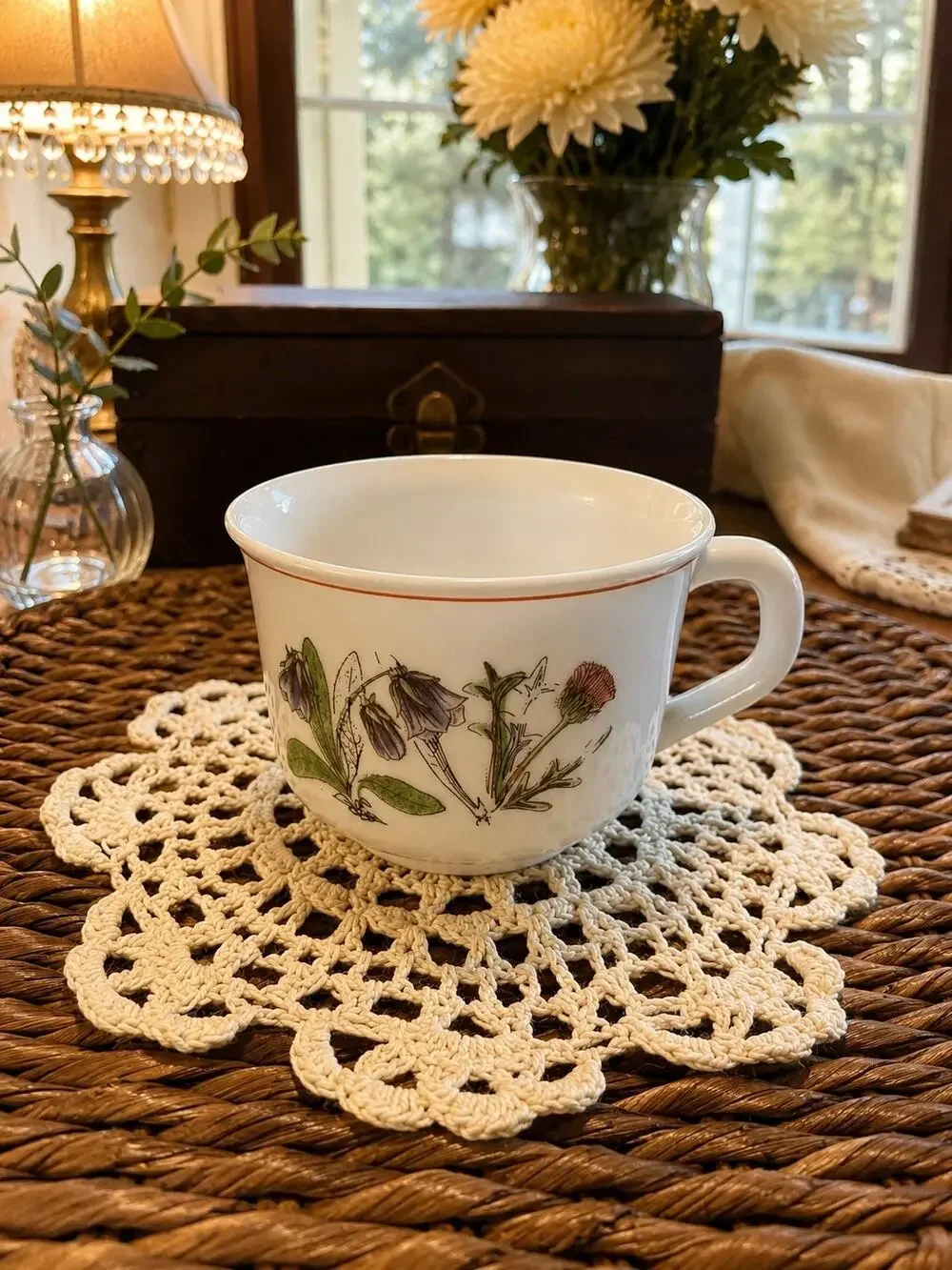 Arcopal Fleur D’été French Opal Glass Coffee Mugs