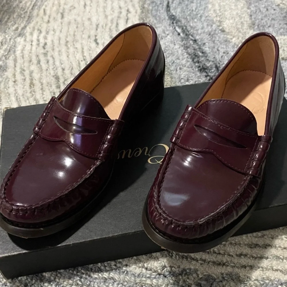 J. Crew rare Burgundy Winona penny loafers in spazzolato Italian leather