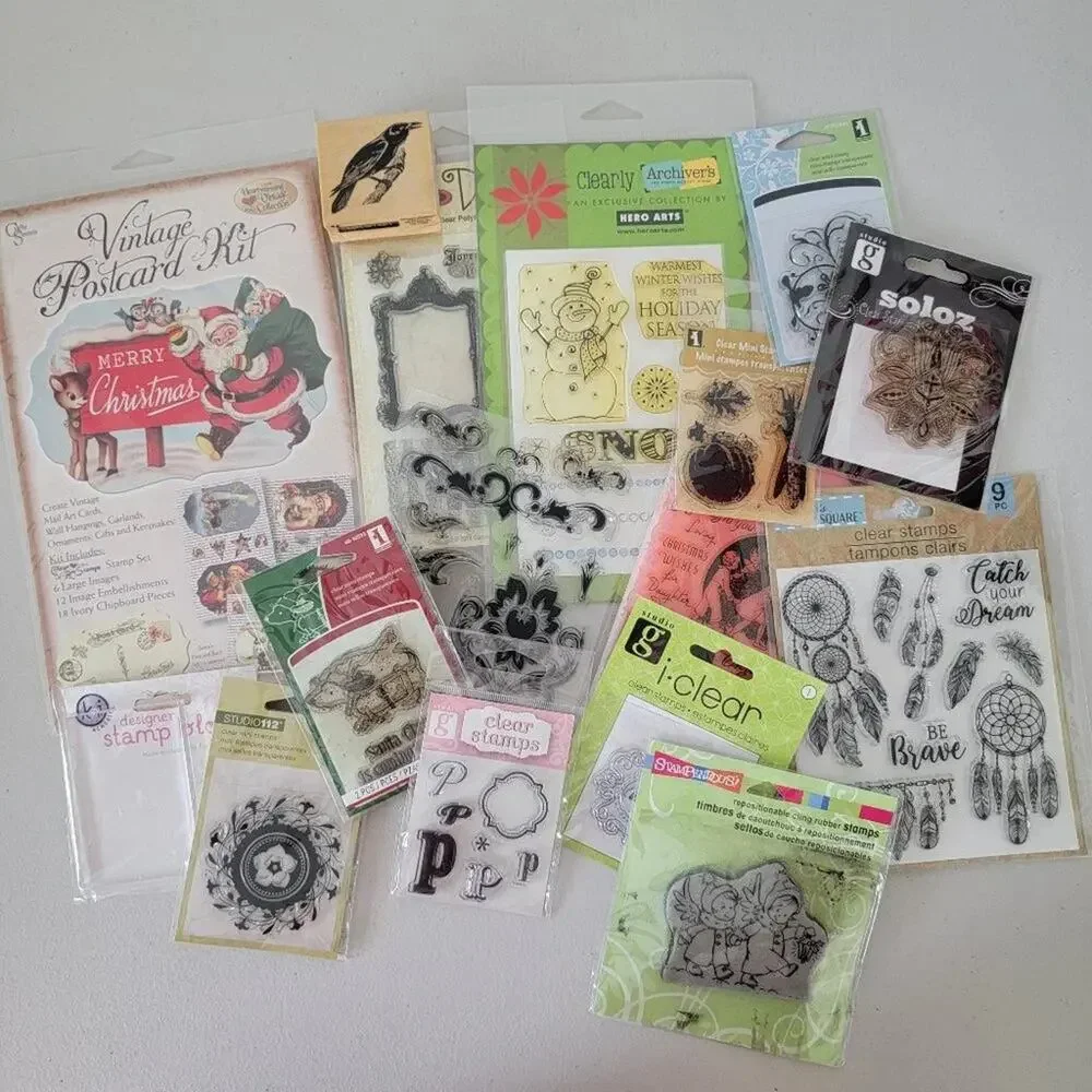 Scrapbooking Clear Stamps Bundle Mixed Brands Craft Stamps Set with Block