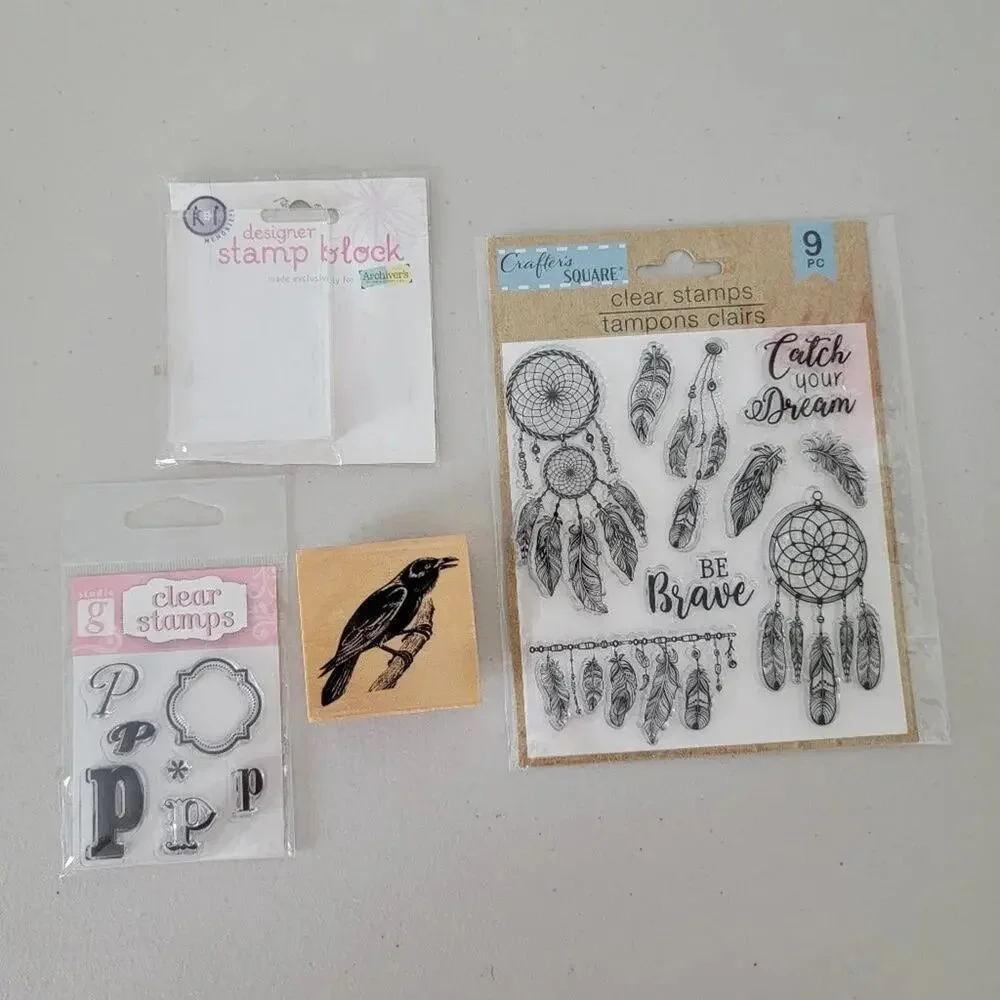 Scrapbooking Clear Stamps Bundle Mixed Brands Craft Stamps Set with Block