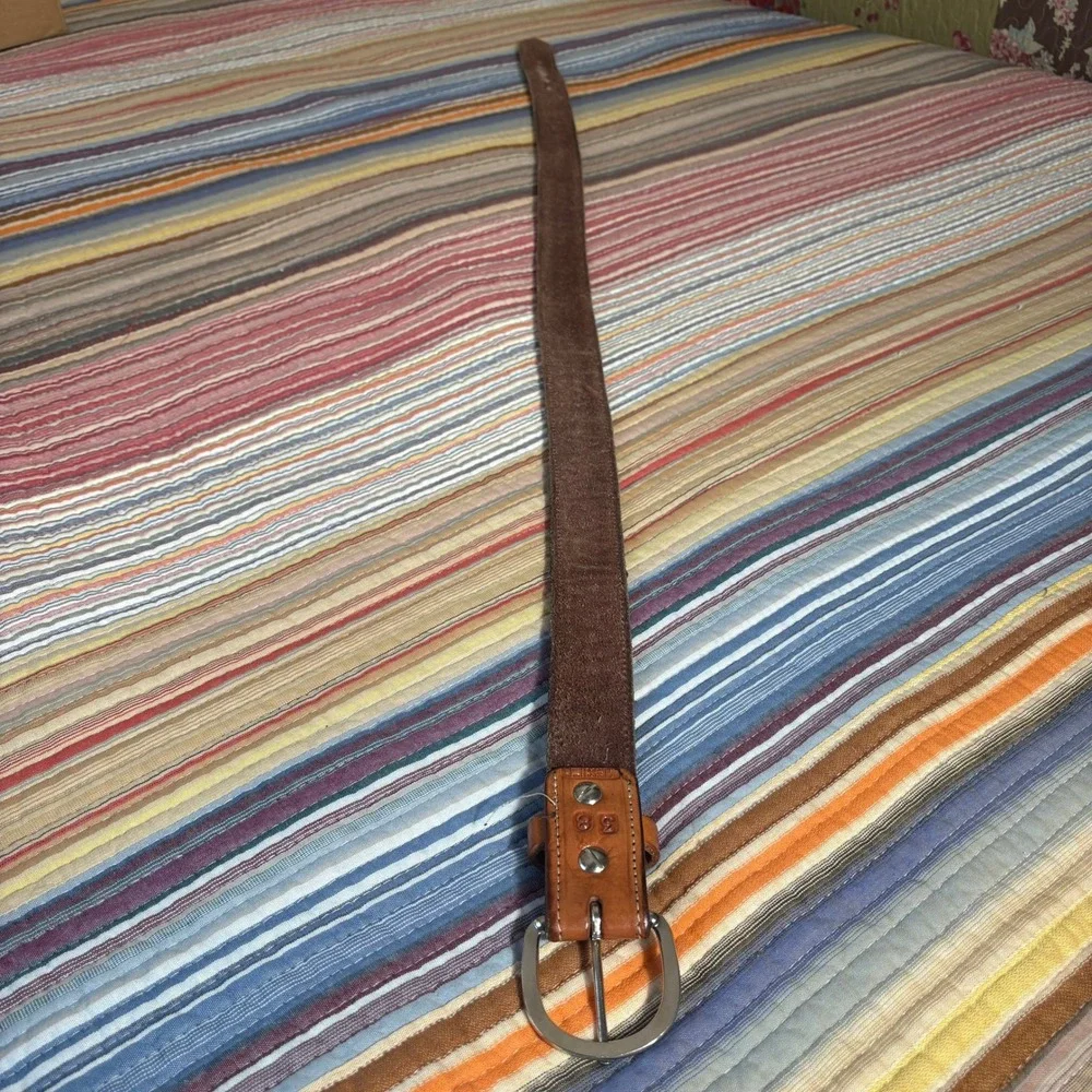 Vintage Basketweave Tooled Leather Belt Mens 38 Brown Western Boho Mexico Buckle