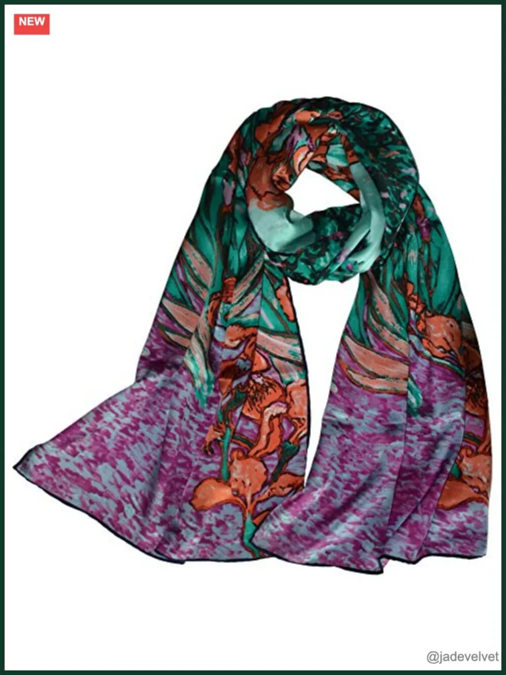 100% Mulberry Silk Fashion Scarf Shawl Wrap Hand-Hemmed Art Painting