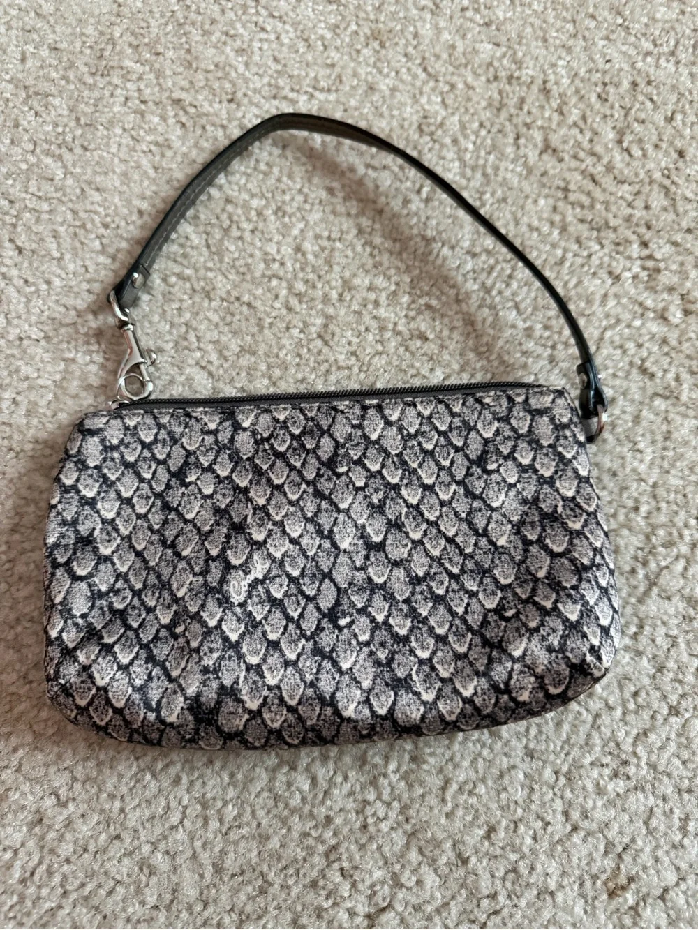 Coach Snake-Print Wristlet in Black and Cream