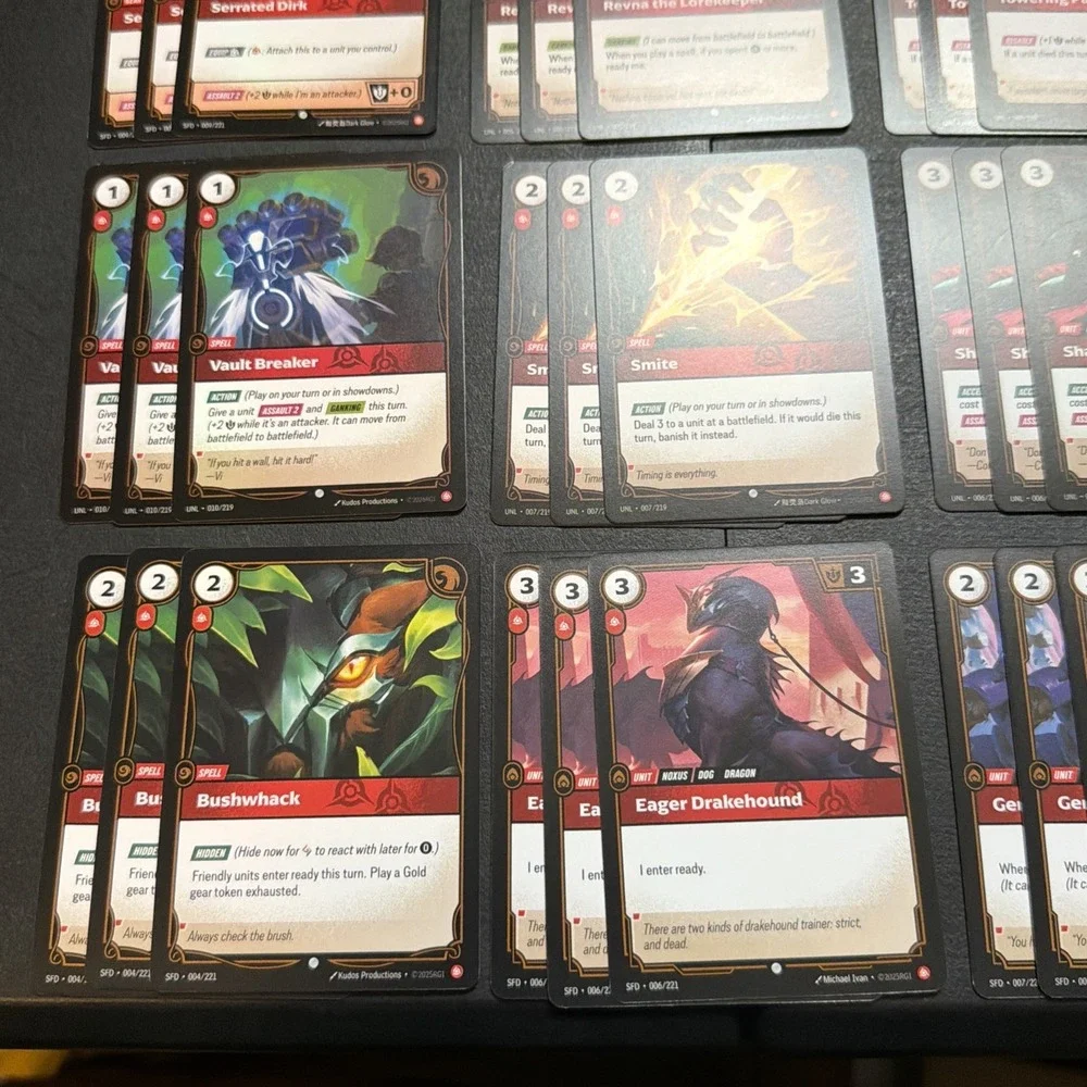 Riftbound Red Playset Lot 48 Cards Total Fury Rune UNL & SFD