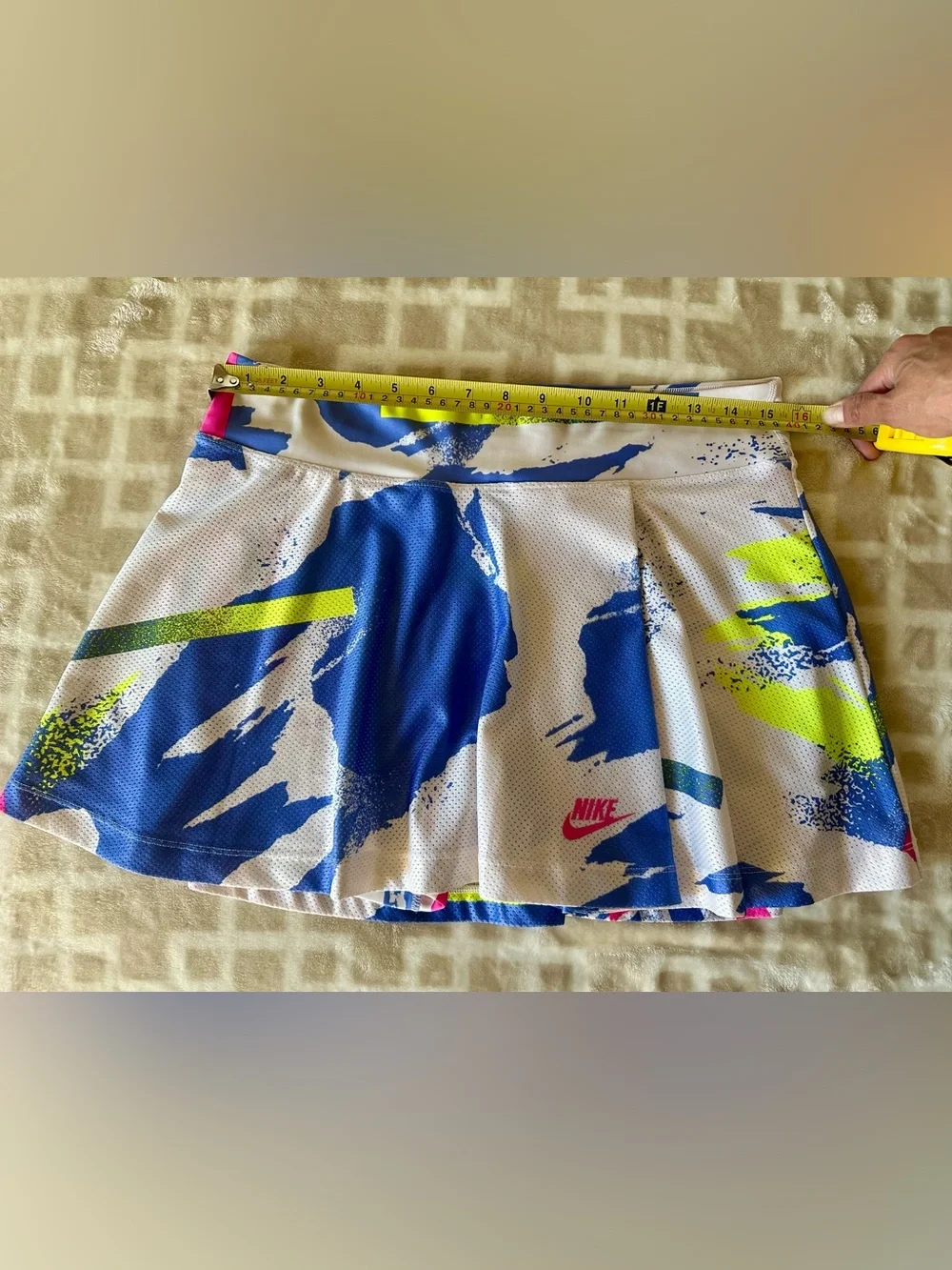 Nike White Skater Tennis Skort with Blue, Neon Yellow & Pink Accents