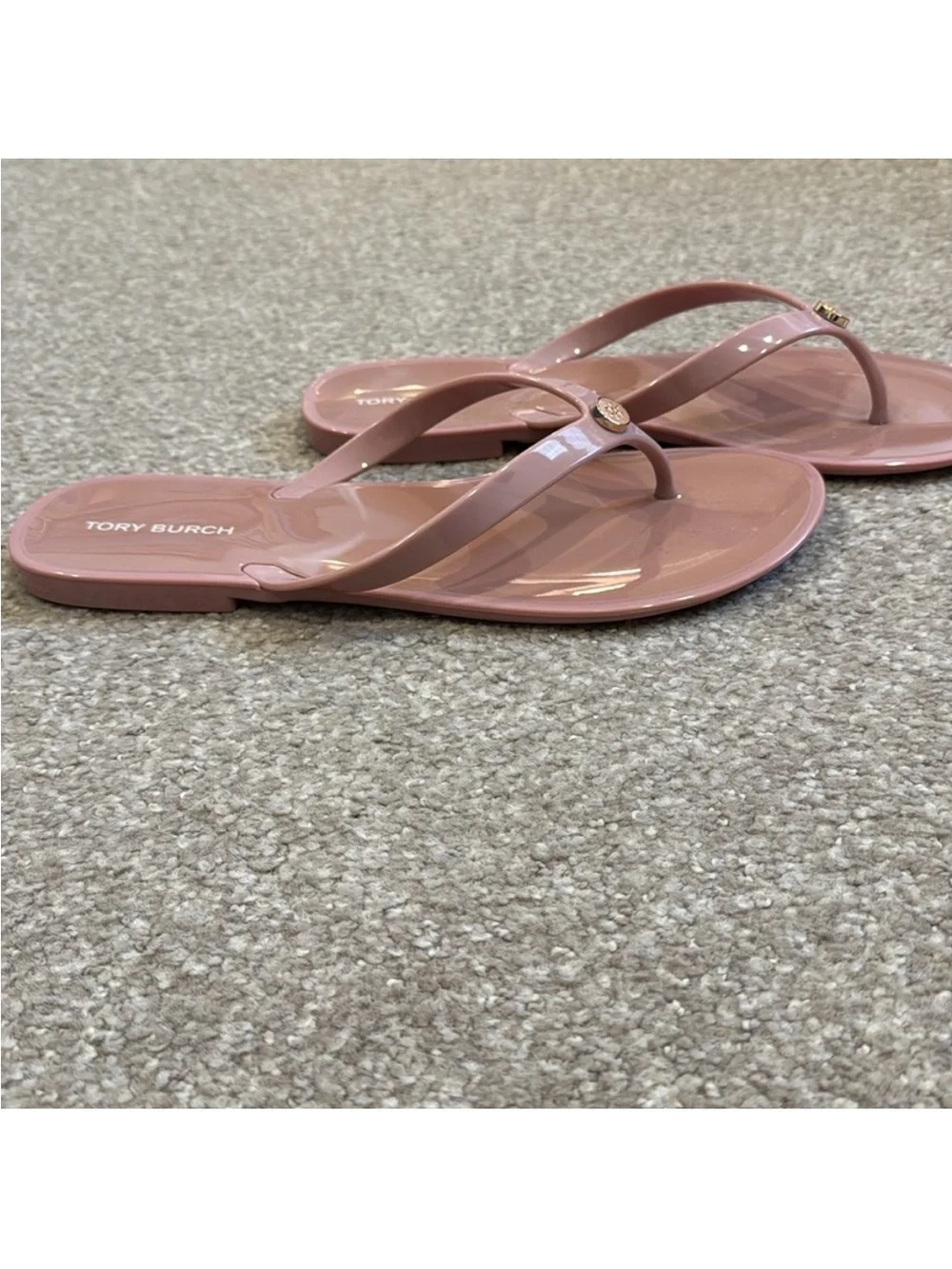 Tory Burch Glossy Pink Logo Flip Flop Sandals Size 9