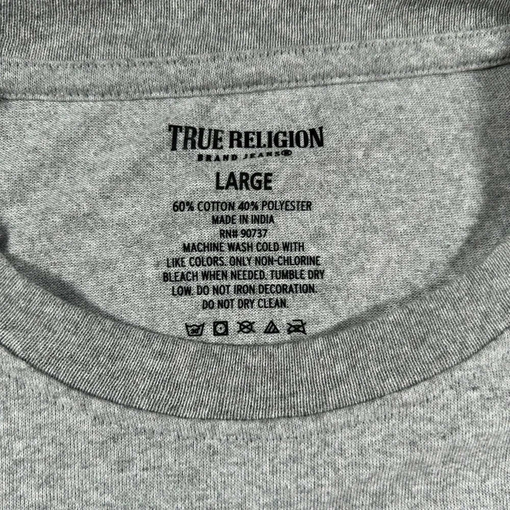 True Religion Shirt‎ Mens Large Gray Cotton Crew Neck Outdoor Logo Pullover Tee